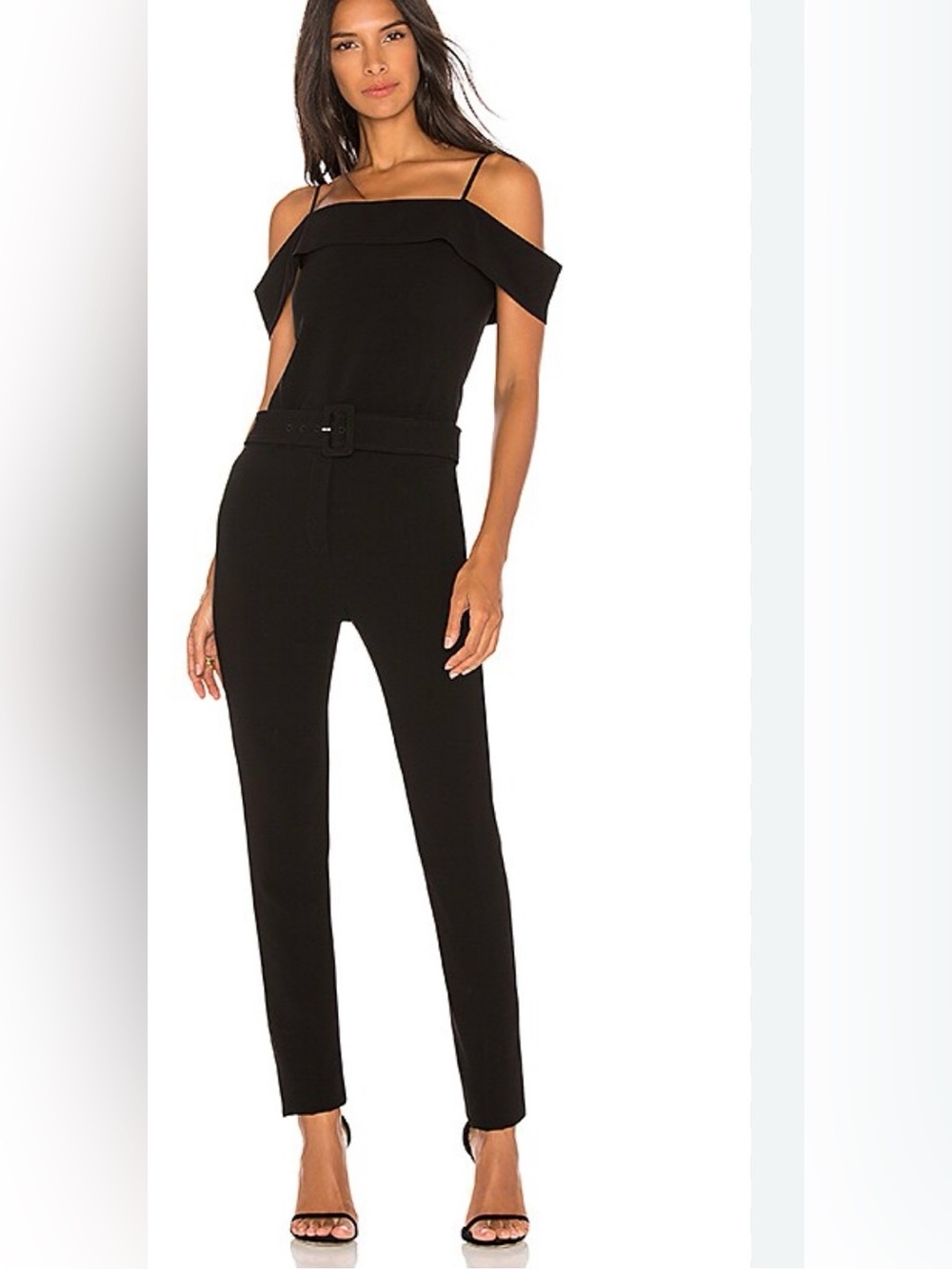 Theory off the shoulder admiral crepe belted jumpsuit black size 6 - Picture 3 of 10